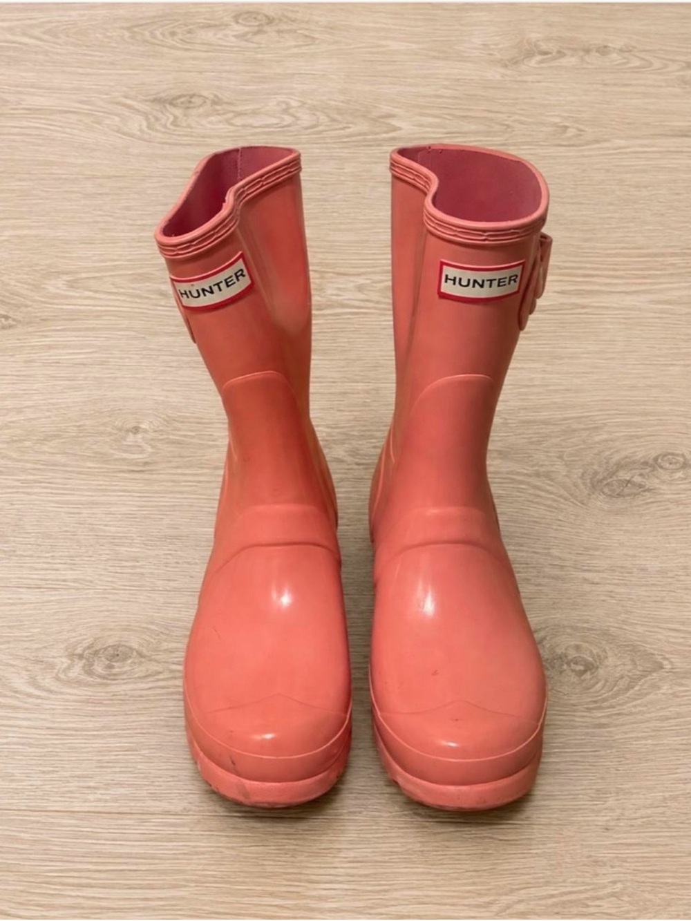 Pink hunter boots